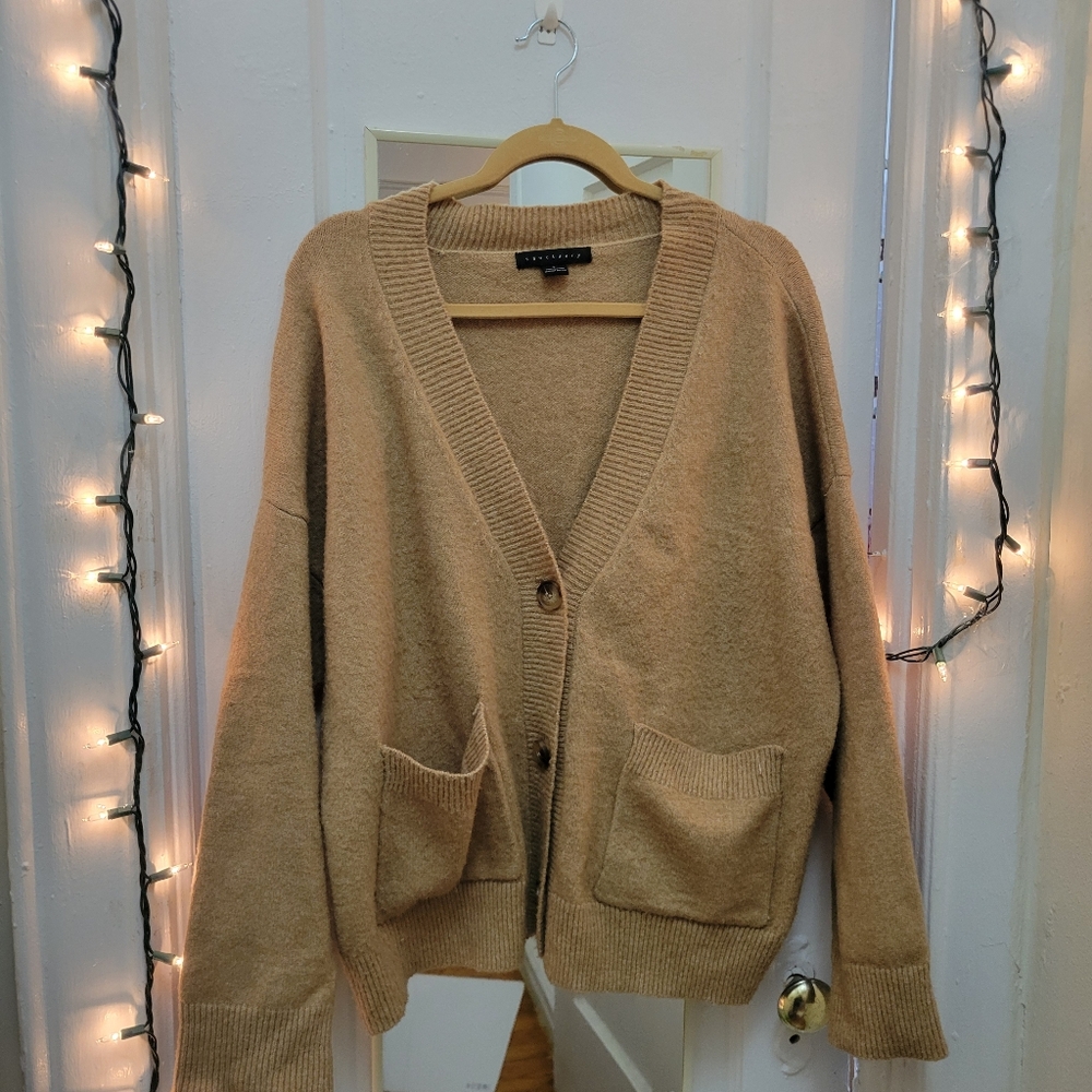 Sanctuary Camel Oversized Cardigan L Lagenlook Cottagecore Grandpa Sweater‎